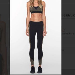 Koral Small Curve Mid Rise Crop Leggings Black Glam Gold
